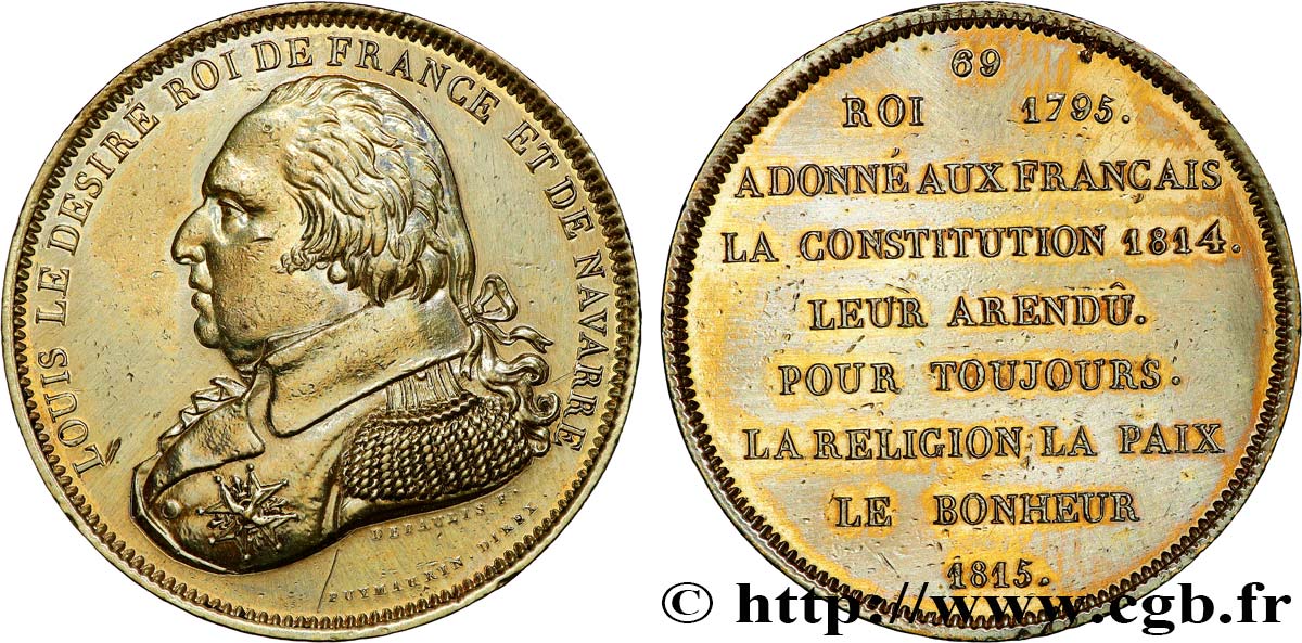 SÉRIE MÉTALLIQUE DES ROIS DE FRANCE 69 - Règne de Louis XVIII - 69 SUP+
