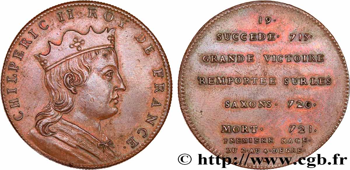 METALLIC SERIES OF THE KINGS OF FRANCE  Règne de CHILPERIC II - 19 - frappe d’origine, légère AU