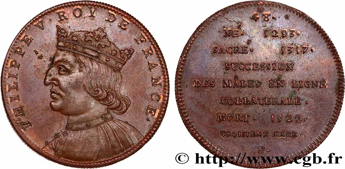 SÉRIE MÉTALLIQUE DES ROIS DE FRANCE Règne de PHILIPPE V - 48 - Émission de Louis XVIII q.SPL