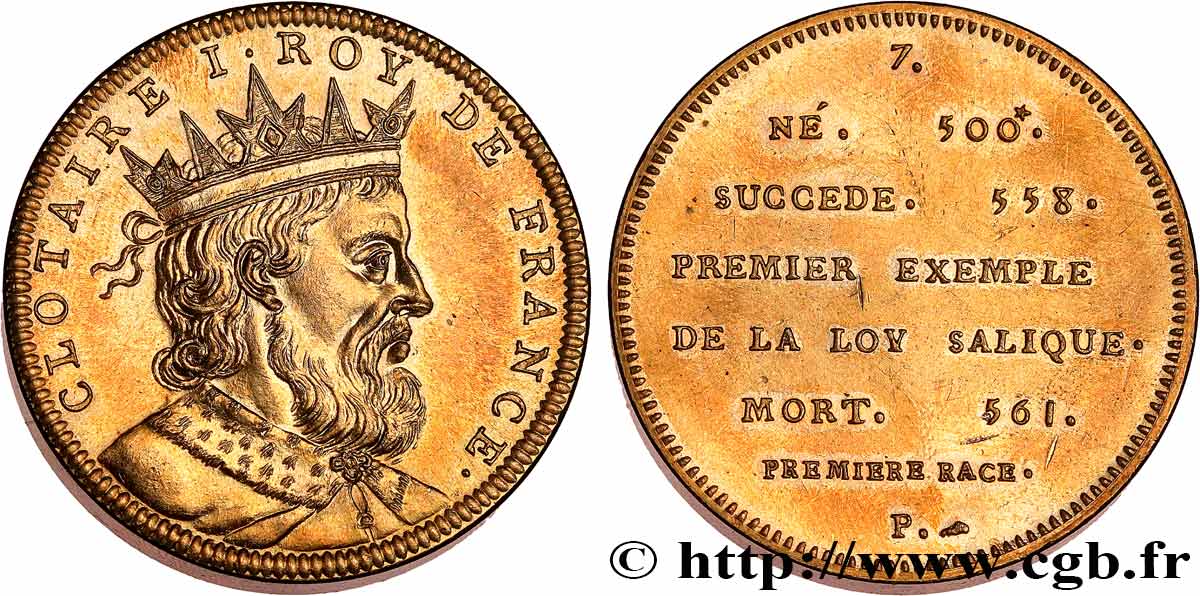 METALLIC SERIES OF THE KINGS OF FRANCE  Piefort - Règne de CLOTAIRE Ier - 7 - refrappe ultra-moderne MS