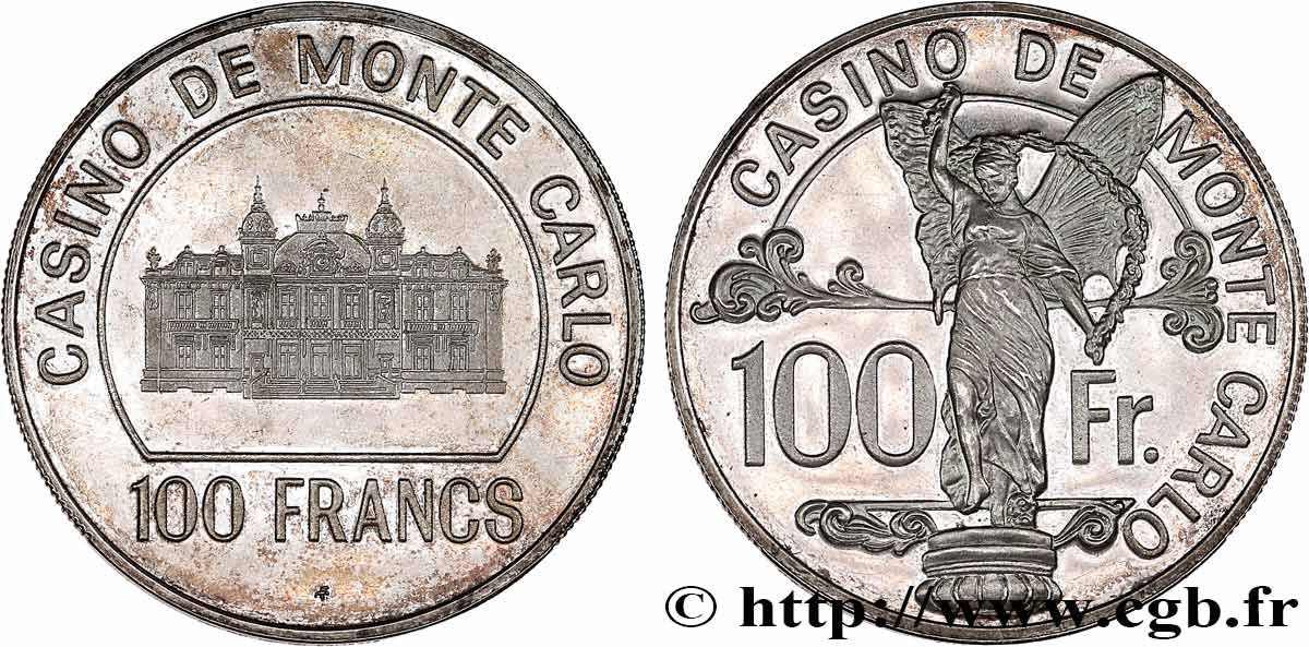 CASINOS AND GAMES Casino de MONTE CARLO - 100 FRANCS PROOF AU