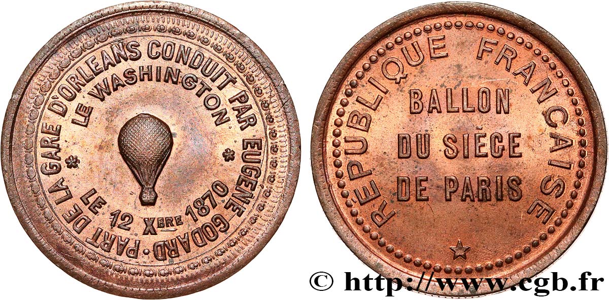 COMMUNE (LA) TROISIÈME RÉPUBLIQUE Module de 10 centimes, ballon   LE WASHIINGTON   SPL