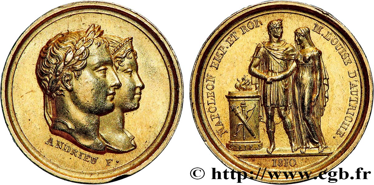 PREMIER EMPIRE / FIRST FRENCH EMPIRE Médaille, Quinaire, Mariage de Napoléon Ier et de Marie-Louise AU