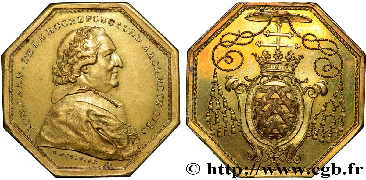 ROUEN - CLERGÉ ET ÉGLISES Dominique de La Rochefoucauld de Langeac, archevêque, refrappe SUP/SPL