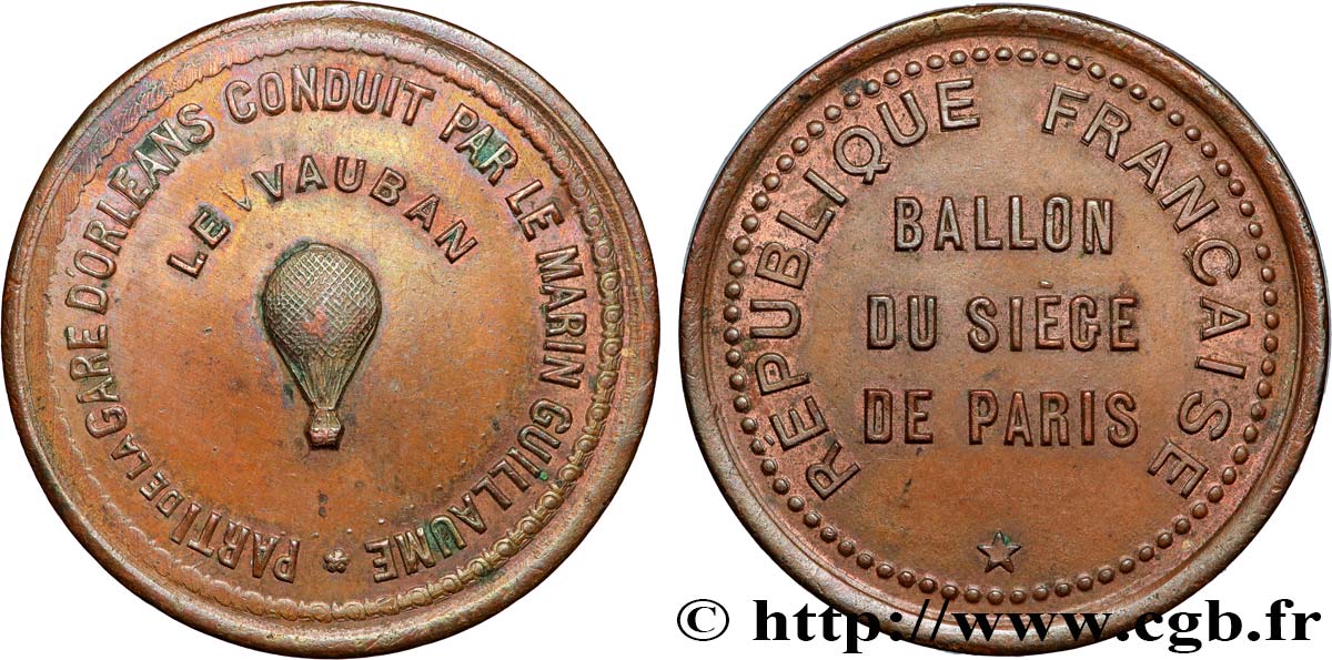 COMMUNE (LA) TROISIÈME RÉPUBLIQUE Module de 10 centimes, ballon   LE VAUBAN   TTB+