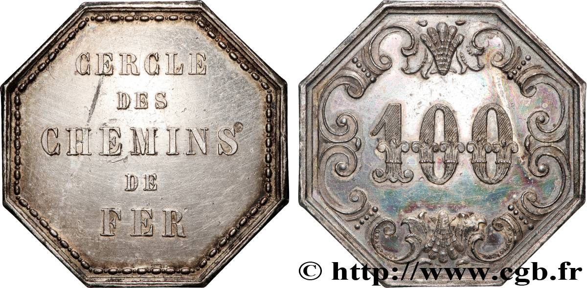 NECESSITÉ (MONNAIES ET JETONS DE... ) THEMES DIVERS Jeton de 100 francs, Cercle des Chemins de fer MBC+
