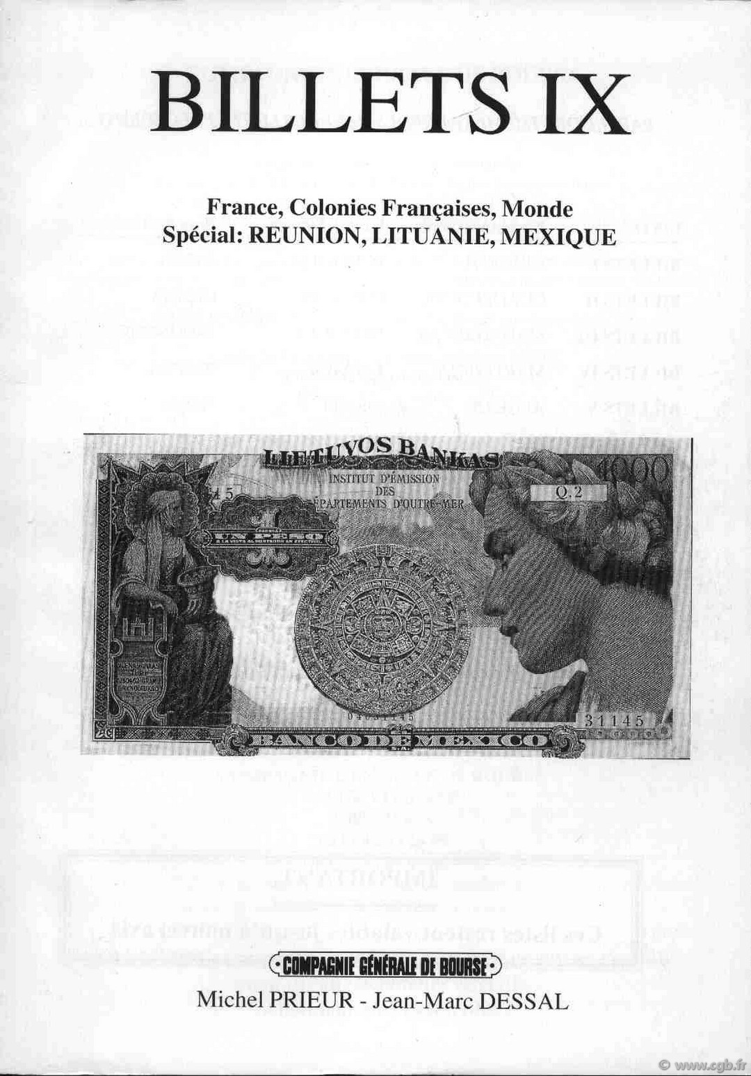 Billets 9 - France - Réunion - Lithuanie - Mexique PRIEUR Michel, DESSAL Jean-Marc