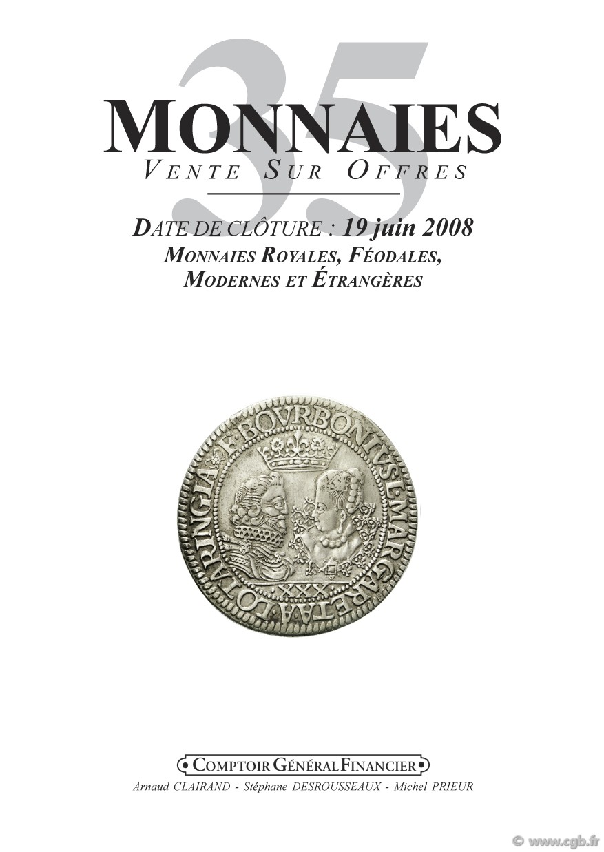 Monnaies 35, monnaies royales, féodales, modernes et étrangères.  PRIEUR Michel, CLAIRAND Arnaud, DESROUSSEAUX Stéphane