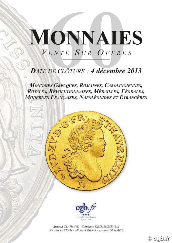 Monnaies 60 CLAIRAND Arnaud, DESROUSSEAUX Stéphane, PARISOT Nicolas, PRIEUR Michel, SCHMITT Laurent