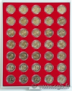 Box Monnaies Standard avec alvéoles ronds pour 35 monnaies de 2 Euro sous capsules (non fournies) LINDNER