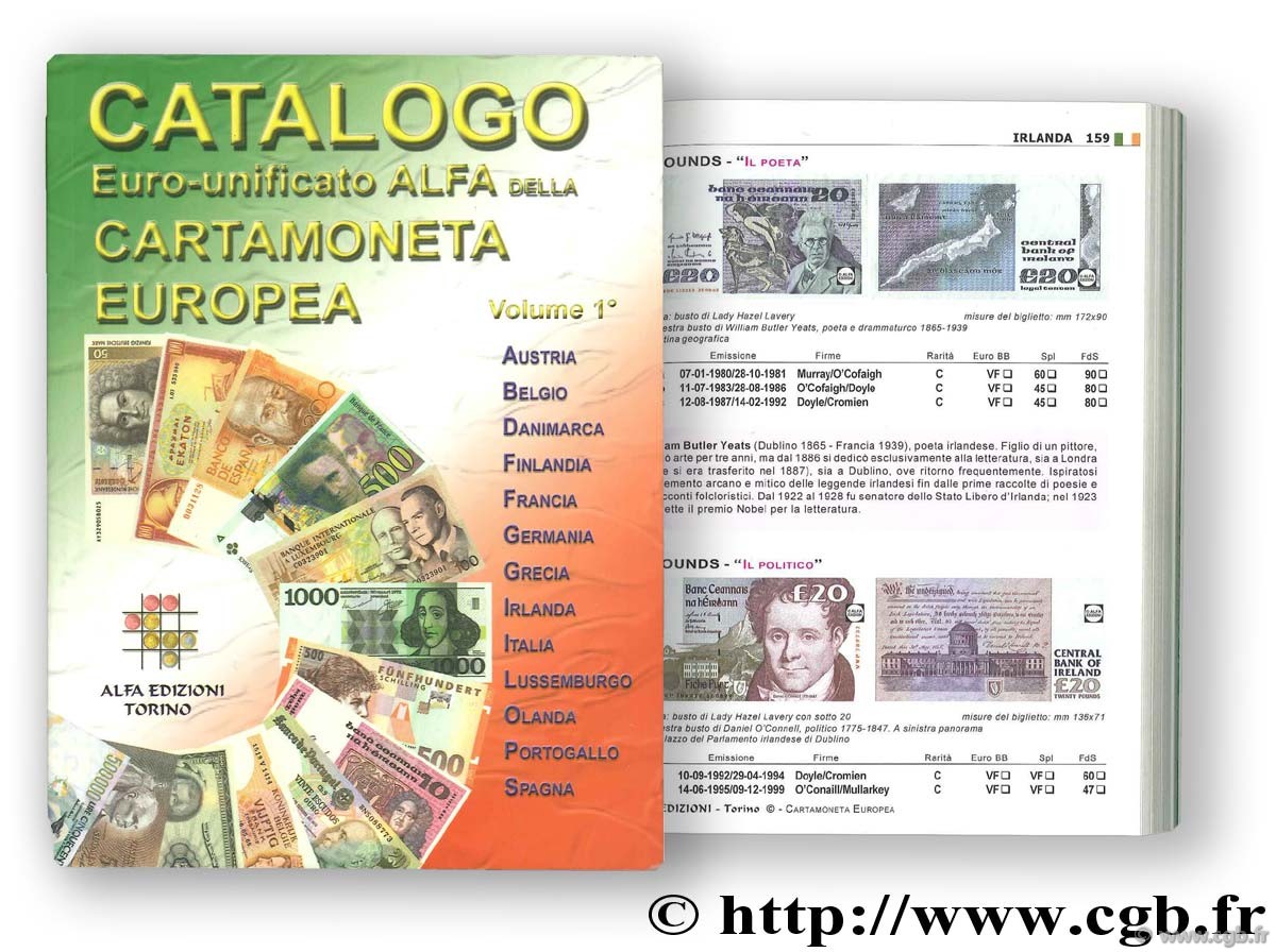 Catalogo Euro-unificato Alfa della cartamoneta europa 