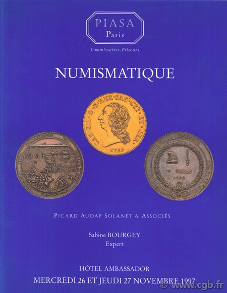 Numismatique, Piasa paris BOURGEY S.