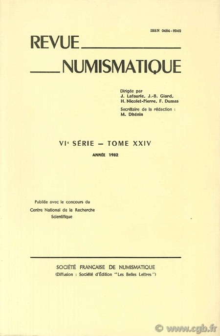 Revue Numismatique 1982, VIe série, tome XXIV Collectif
