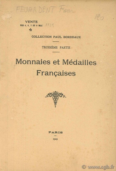 Monnaies et Médailles Françaises  FEUARDENT M. 