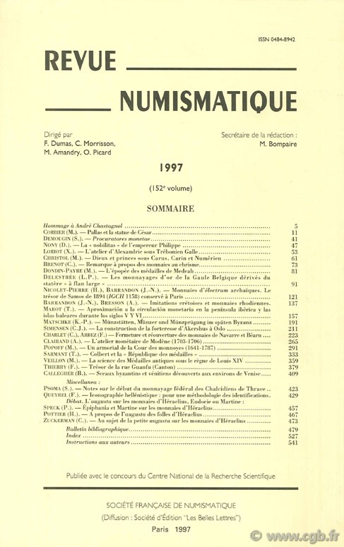 Revue numismatique 1997, 152ème volume Collectif