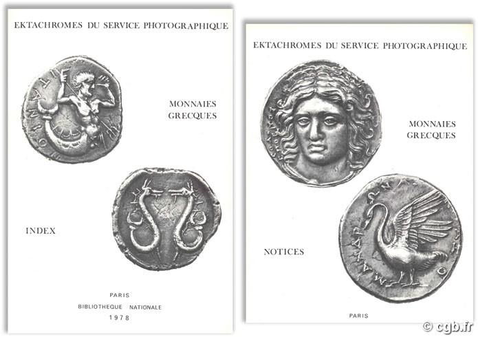 Ektachromes du service photographique - Monnaies grecques - Notices + Index PLOYART B. et NICOLET H.