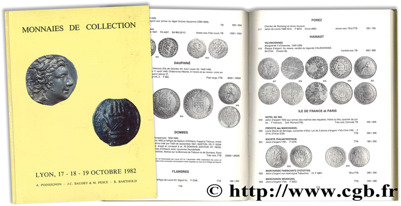 Monnaies de collection n°3, 17-18-19 octobre 1982 BARTHOLD R., BAUDEY J.-C., PESCE M., POINSIGNON A.