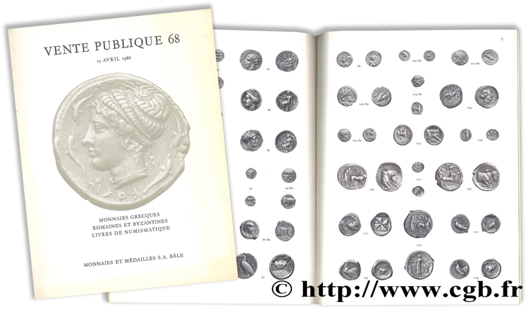 Vente publique 68 : Monnaies grecques, romaines et byzantines, livres de numismatique S.n.