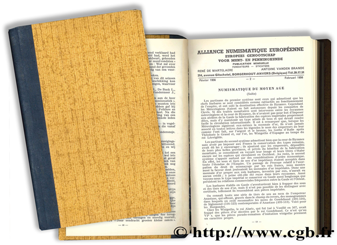 Alliance Numismatique Européenne - Publication mensuelle - 1956 à 1959 