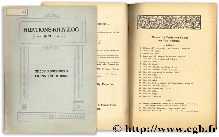 Auktions-Katalog - Juni 1912 ROSENBERG S.