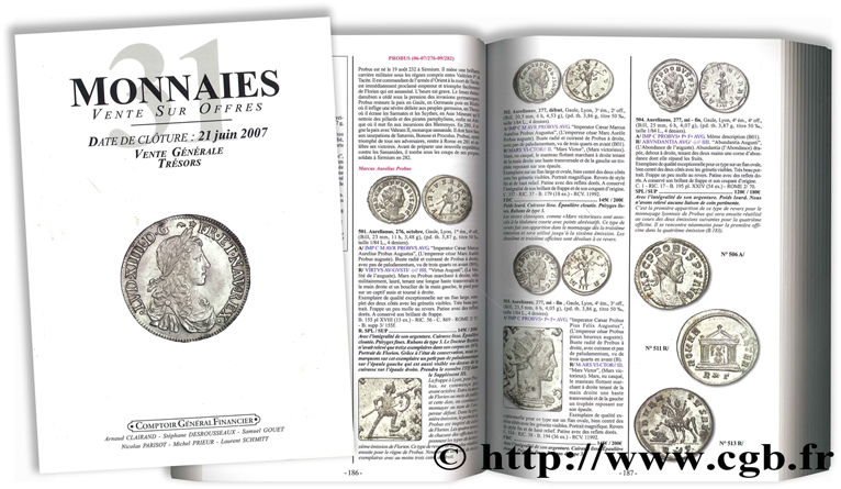 Monnaies 31- Vente générale, Trésors CLAIRAND A., DESROUSSEAUX S., GOUET S., PARISOT N., PRIEUR M., SCHMITT L.