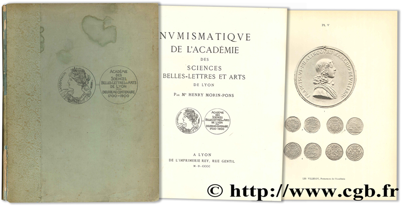 Numismatique de l Académie des Sciences, Belles-lettres et Arts, de Lyon MORIN-PONS H.