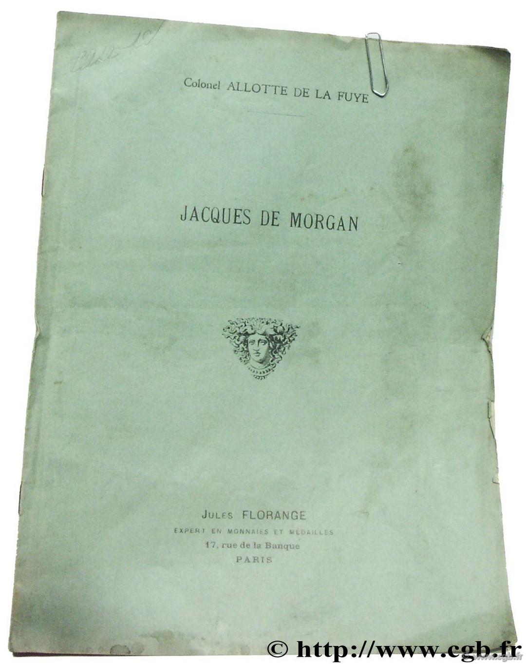 Jacques de Morgan ALLOTTE DE LA FUYE A.