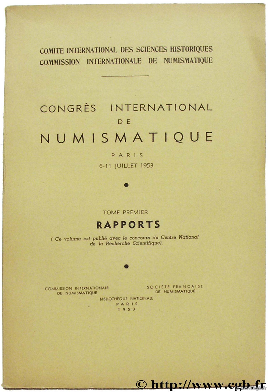 Congrès International de Numismatique BABELON J., LAFAURIE J.