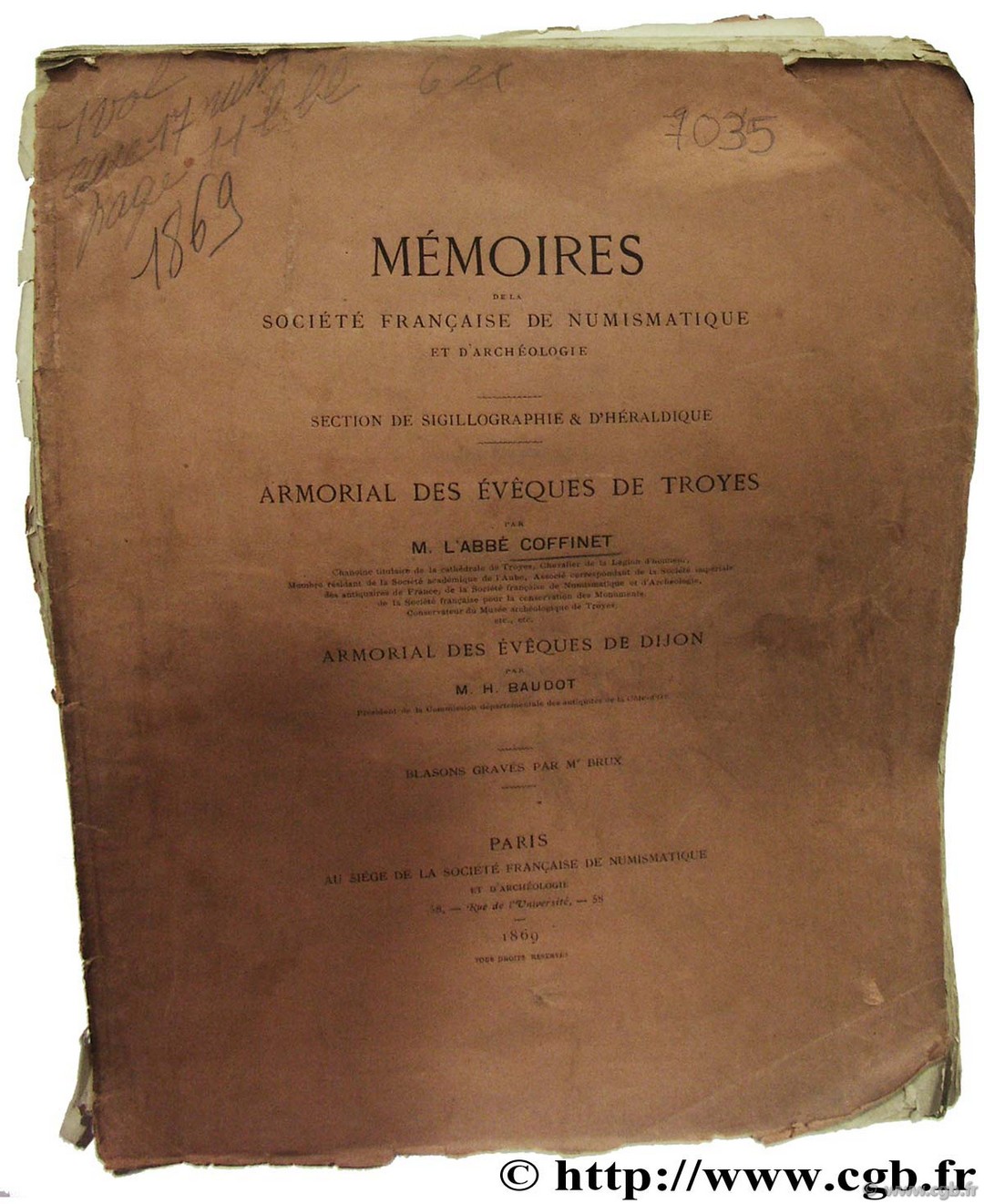 Mémoire de la société française de numismatique et d archéologie BAUDOT M.-H., COFFINET M.