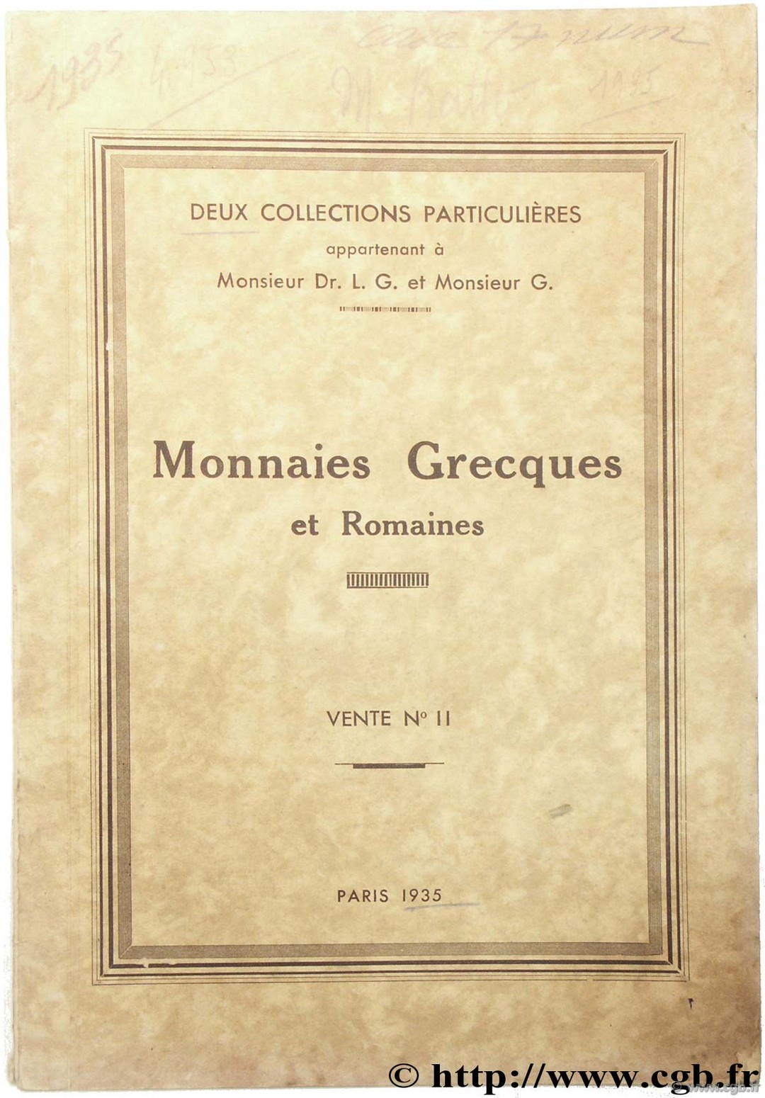 Collections L.-G. et G., monnaies grecques et romaines RATTO M.