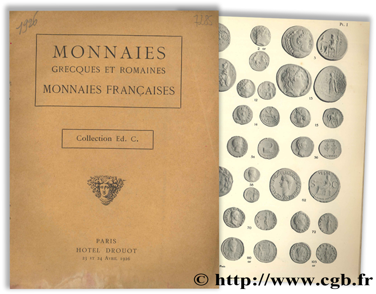 Catalogue de monnaies antiques grecques, romaines et byzantines -monnaies françaises CIANI Louis, FLORANGE Jules