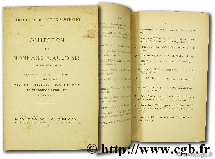 Collection Barthelet. Collection de monnaies gauloises grecques et romaines CIANI L.