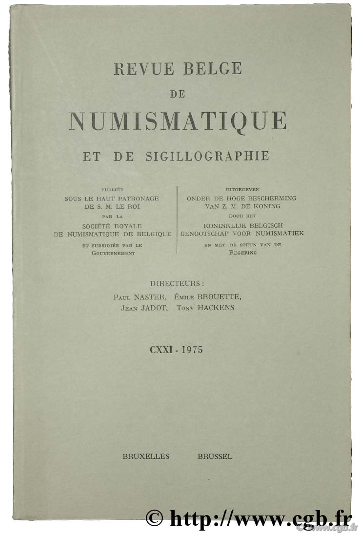 Revue Belge de numismatique et de Sigillographie NASTER P., BROUETTE E.