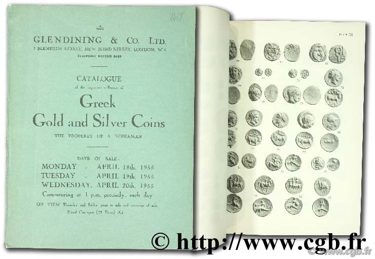 Catalogue of the important collection of Greek Gold and Silver Coins, the property of a nobleman 