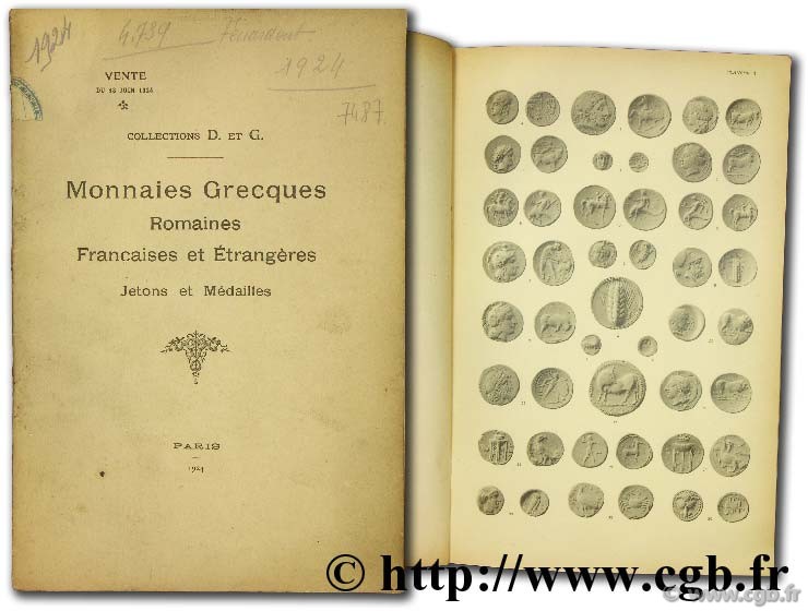 Collection D. et G. Monnaies grecques romaines françaises et étrangères. Jetons et médailles FEUARDENT F.