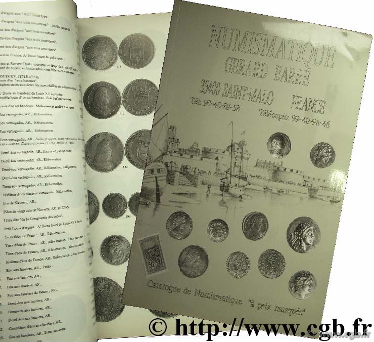 Numismatique, catalogue de monnaies à prix marqués - mars 1994 BARRE G.