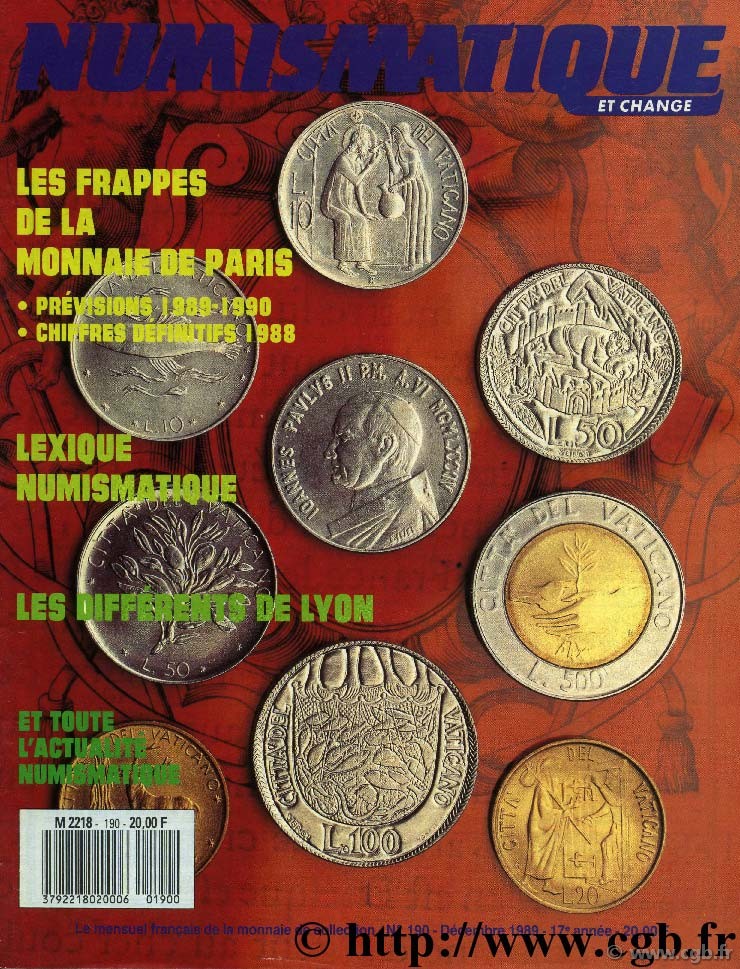 Numismatique & Change n°190 - décembre 1989 NUMISMATIQUE ET CHANGE