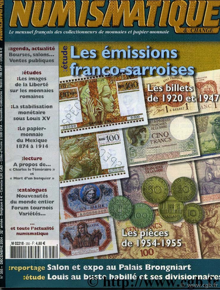 Numismatique & Change n°355 - Décembre - 2004 NUMISMATIQUE ET CHANGE