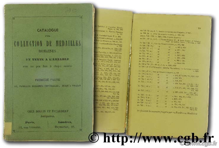Catalogue d une collection de médailles romaines en vente à l amiable FEUARDENT F., ROLLIN H.