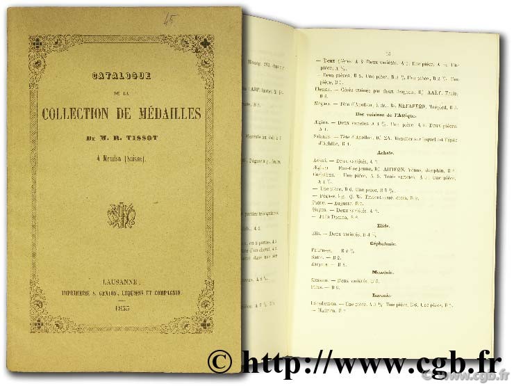 Catalogue de la collection de médailles de M. R. Tissot à Moudon (suisse) 