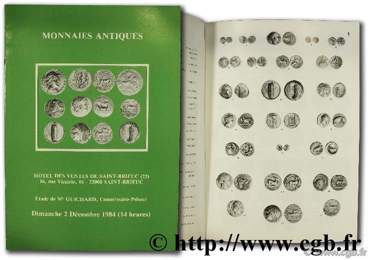 Numismatique, Monnaies grecques antiques, monnaies romaines, monnaies françaises et étrangères, jetons des Etats de Bretagne BARRE G.