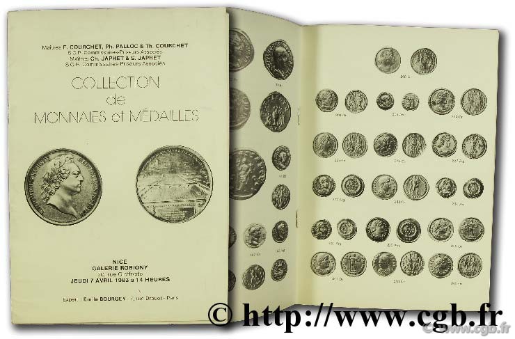 Collection de monnaies et de médailles, monnaies romaines en or, argent, bronze, médailles françaises du XVIIème au XIXème siècle en argent et en bronze BOURGEY É.