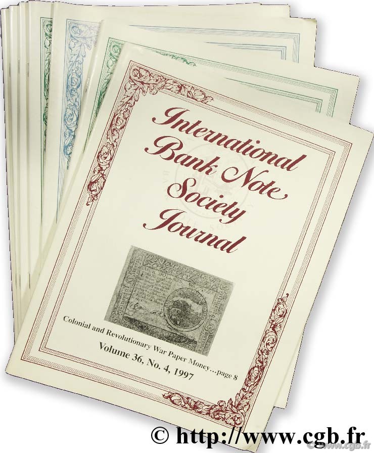 International bank note society journal 1997, 1998, 1999, 2000, 2001 (9 revues) 