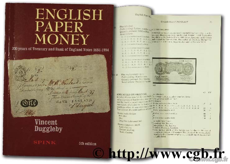 English paper money, 300 years treasury and Bank of England Notes 1694 - 1994 DUGGLEBY V.