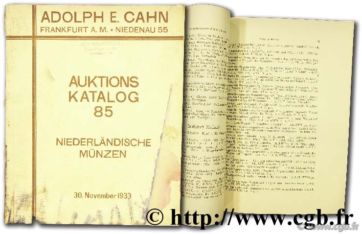 Auktions katalog 85, Niederländische münzen CAHN A.