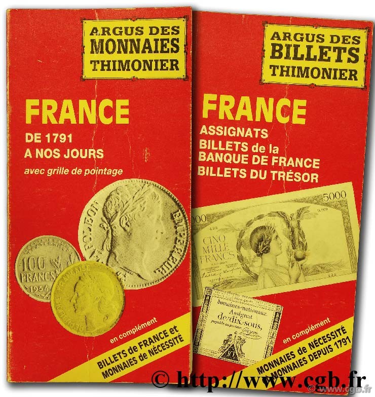 Argus Thimonnier, France, assignats de la Banque de France et billets du Trésor, monnaies France de 1791 à nos jours THIMONIER