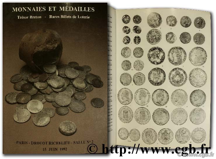 Monnaies et médailles, trésor Breton, rares billets de loterie 