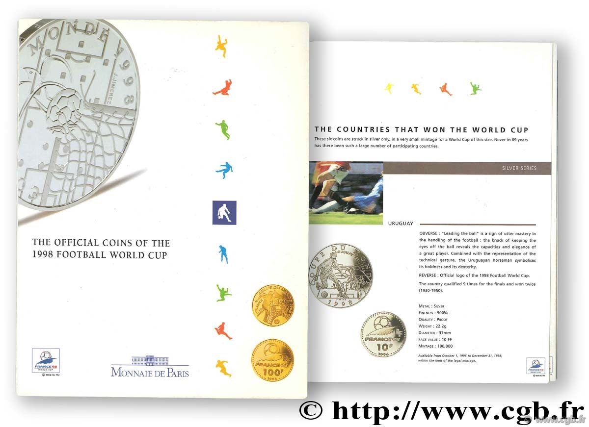 The Official coins of the 1998 Football World cup 