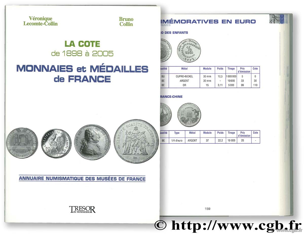 La cote de 1898 à 2005. Monnaies et médailles de France. Annuaire numismatique des musées de France COLLIN B., LECOMTE-COLLIN V.