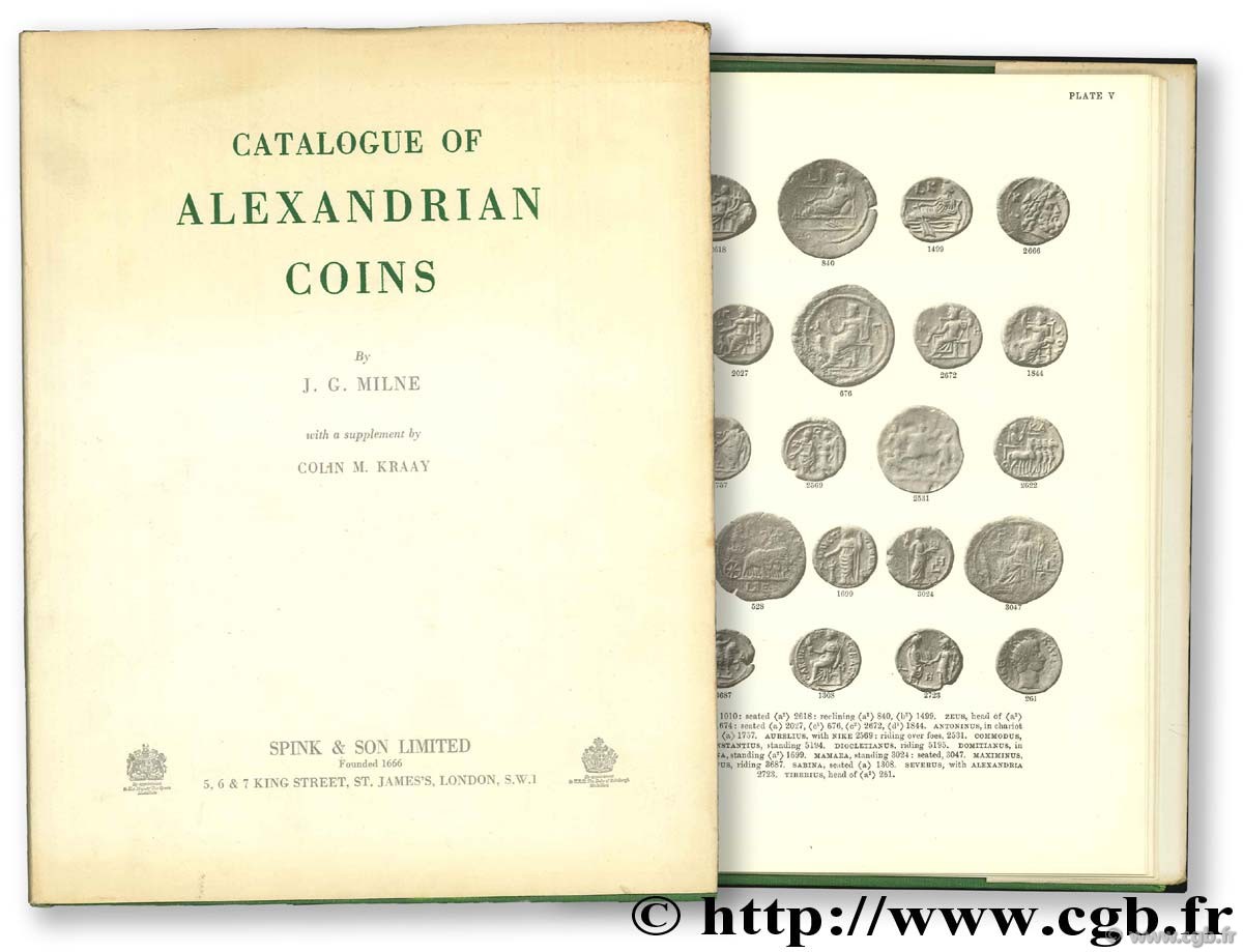 Catalogue of Alexandrian Coins MILNE J.-G.